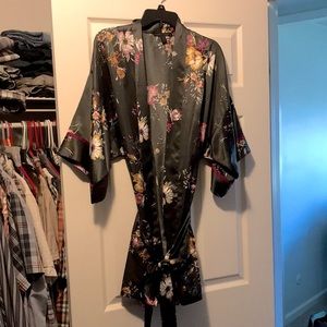 Floral silk robe